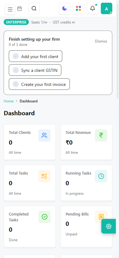 Bizotic admin dashboard on a phone